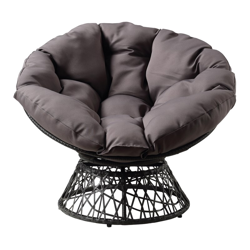 Papasan Chair with Gray cushion and Gray Resin Wicker Frame