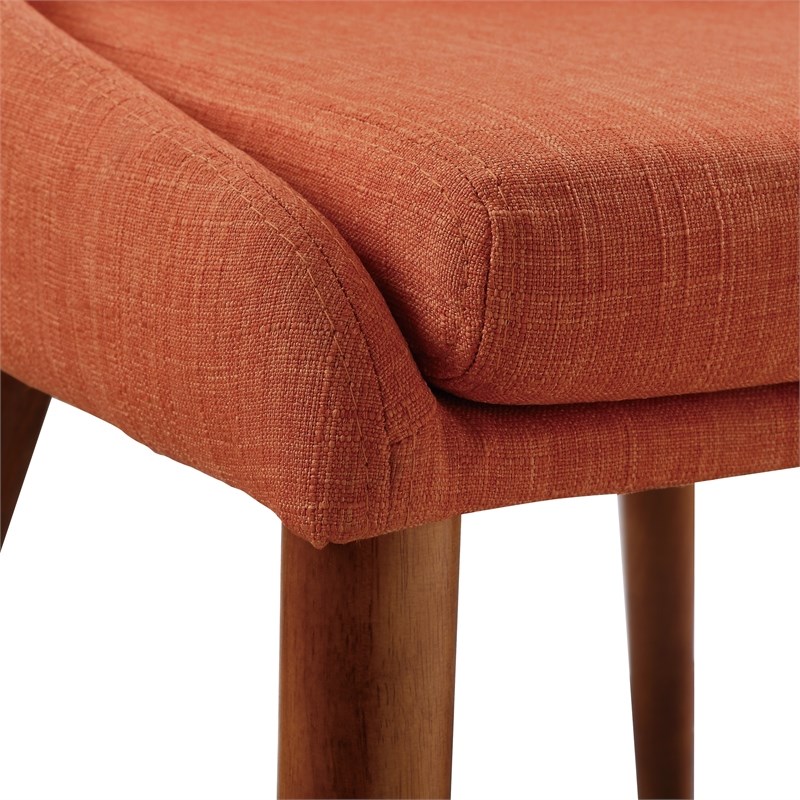 Palmer Mid-Century Modern Fabric Dining Accent Chair in Tangerine Orange 2 Pack