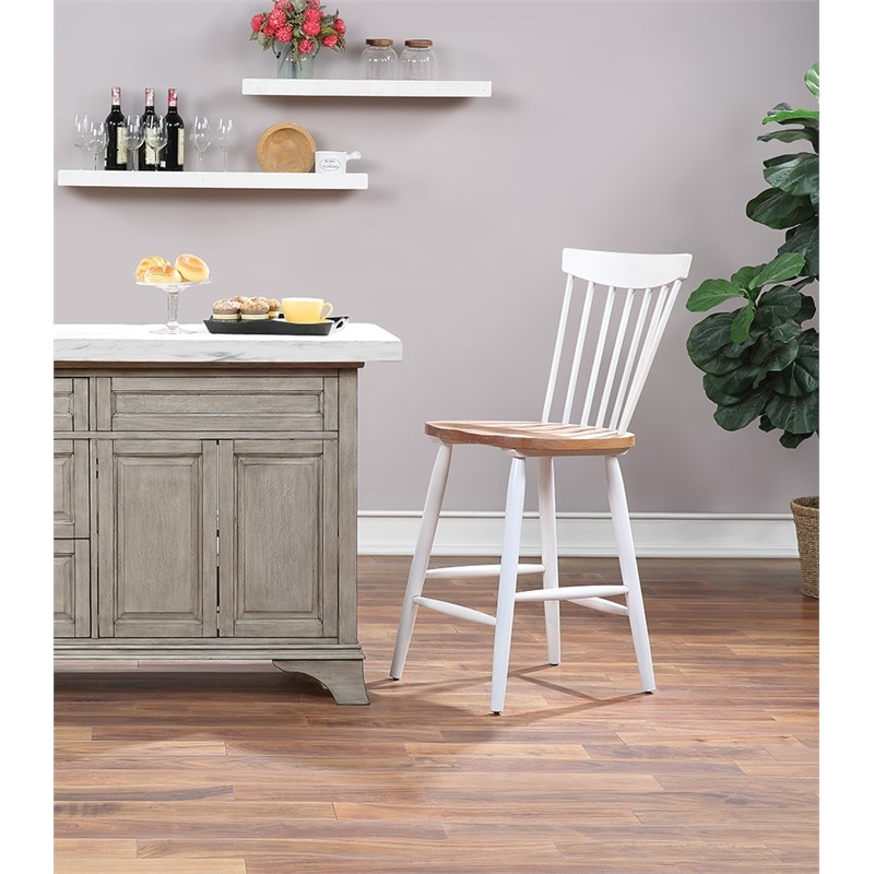Eagle Ridge Counter Wood Stool with Toffee Finished seat and Cream Base