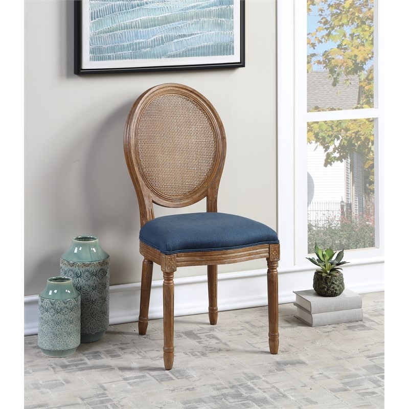 Stella Oval Wood Back Chair in Azure Blue Fabric