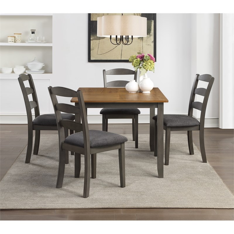 West Lake 47 in 5-pc Wood Dining Table Set Antique Natural Top and Gray Base