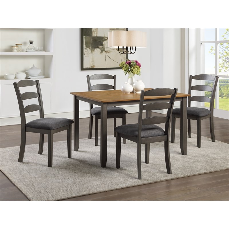 West Lake 47 in 5-pc Wood Dining Table Set Antique Natural Top and Gray Base