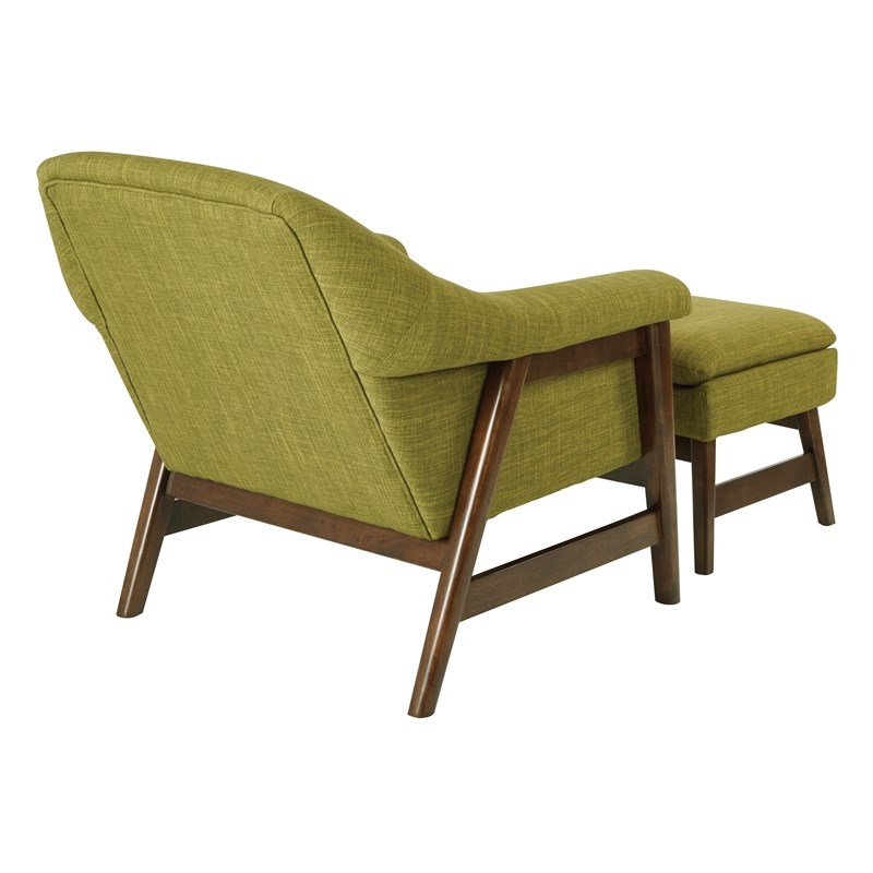 Flynton Chair and Ottoman in Green Fabric with Medium Espresso Frame ASM