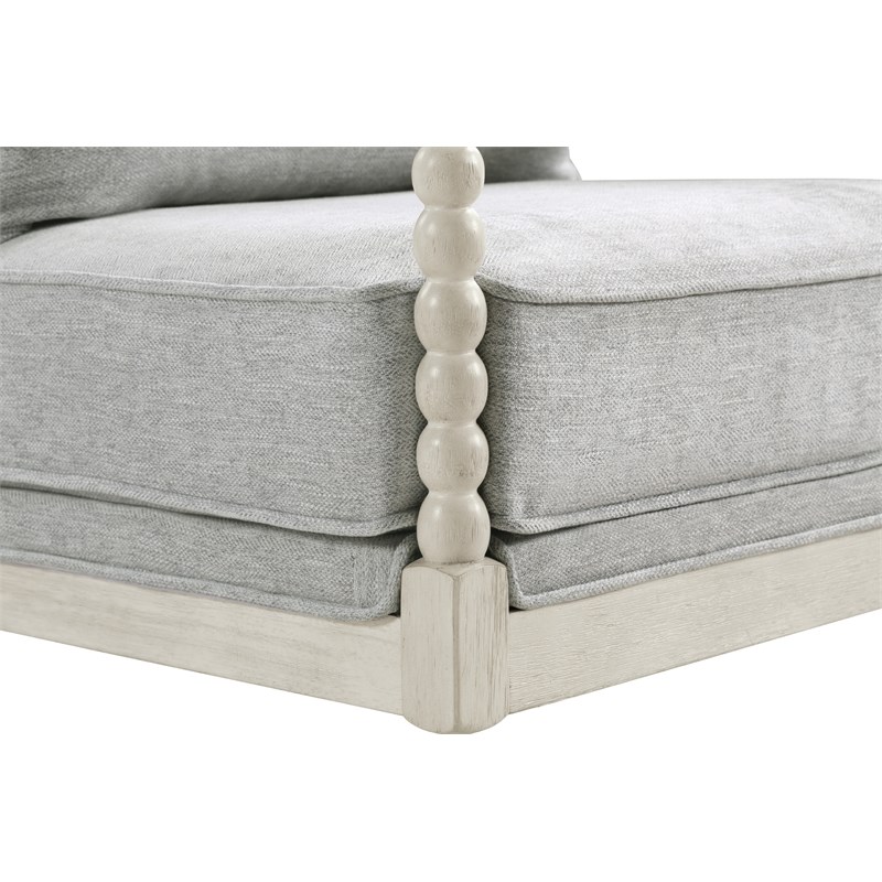 Kaylee Spindle Chair in Smoke Gray Fabric with White Frame Homesquare