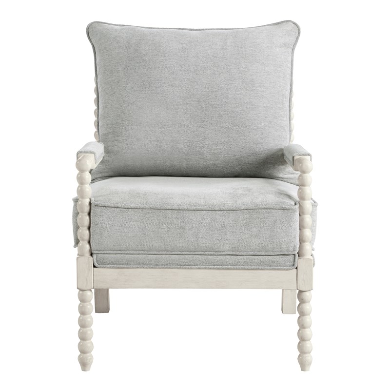 Kaylee Spindle Chair in Smoke Gray Fabric with White Frame Homesquare