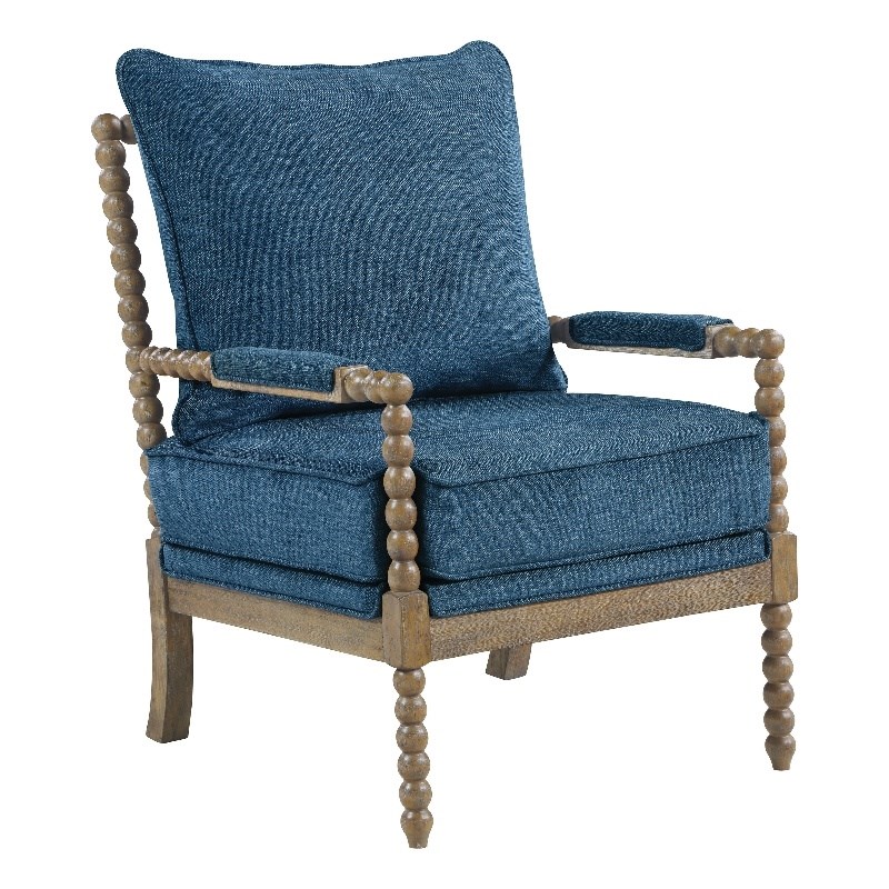 Fletcher Spindle Chair in Navy Blue Fabric with Brush Charcoal Finish