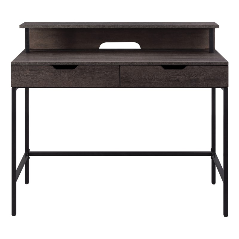 Contempo 40-Inch Desk with 2 drawers and shelf hutch in Brown Wood ...