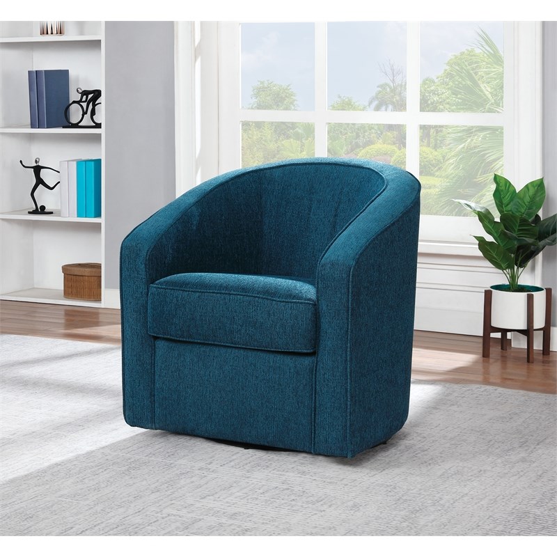 OSP Home Furnishings Danica Swivel Chair in Azure Blue Fabric | Homesquare