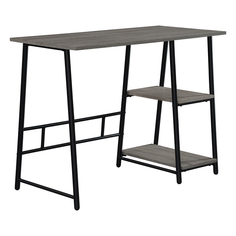 Frame Works 40-Inch Desk with Two Storage Shelves in Truffle Gray Finish