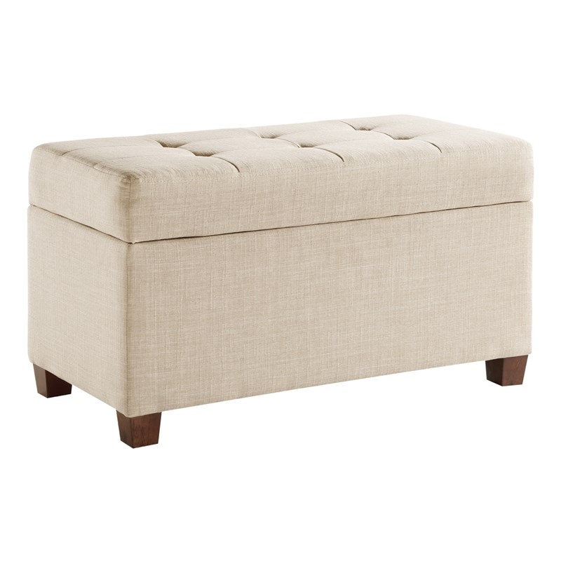 OSP Home Furnishings Storage Ottoman in Cream Fabric Homesquare