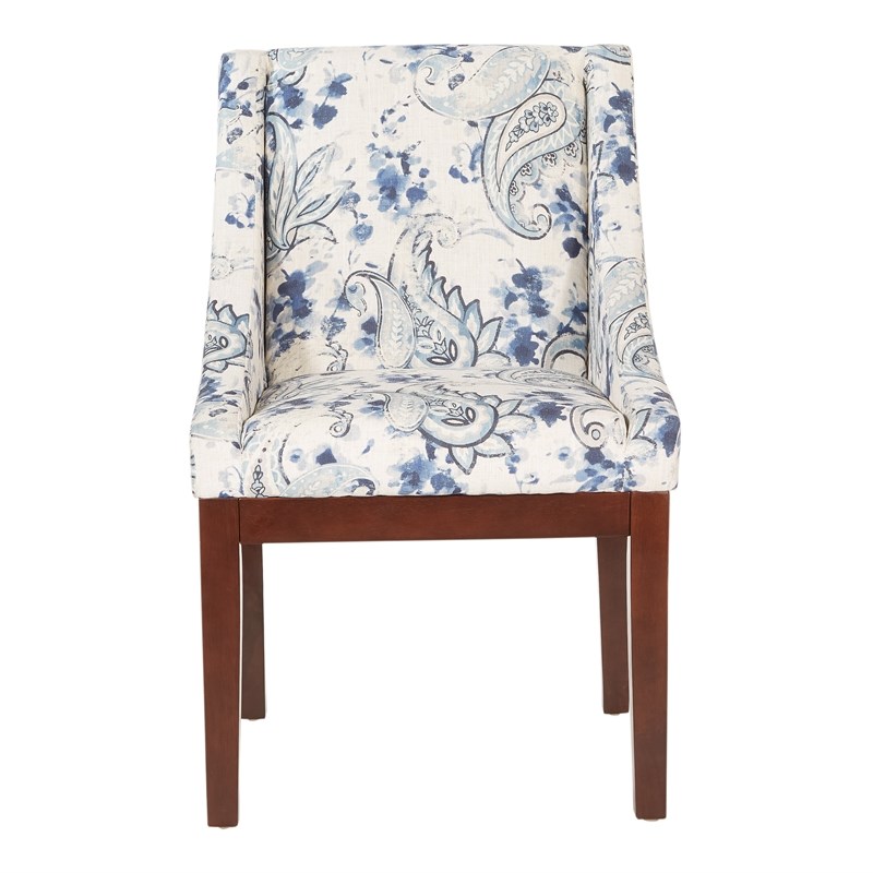 Monarch Dining Chair in Paisley Blue with Medium Espresso Wood Legs