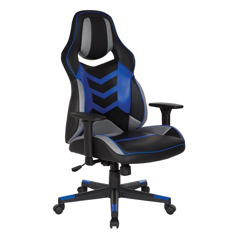 Eliminator Gaming Chair in Faux Leather with Blue Accents