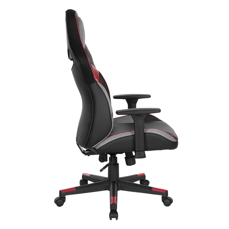 Eliminator Gaming Chair in Faux Leather with Red Accents