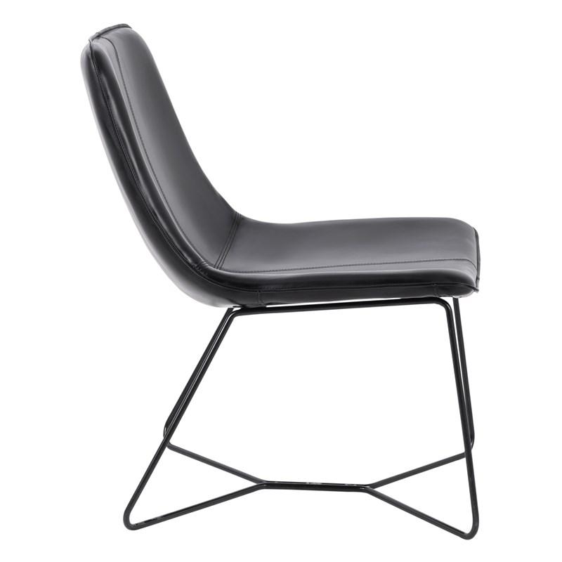 Grayson Accent Chair in Black Faux Leather and Black Base