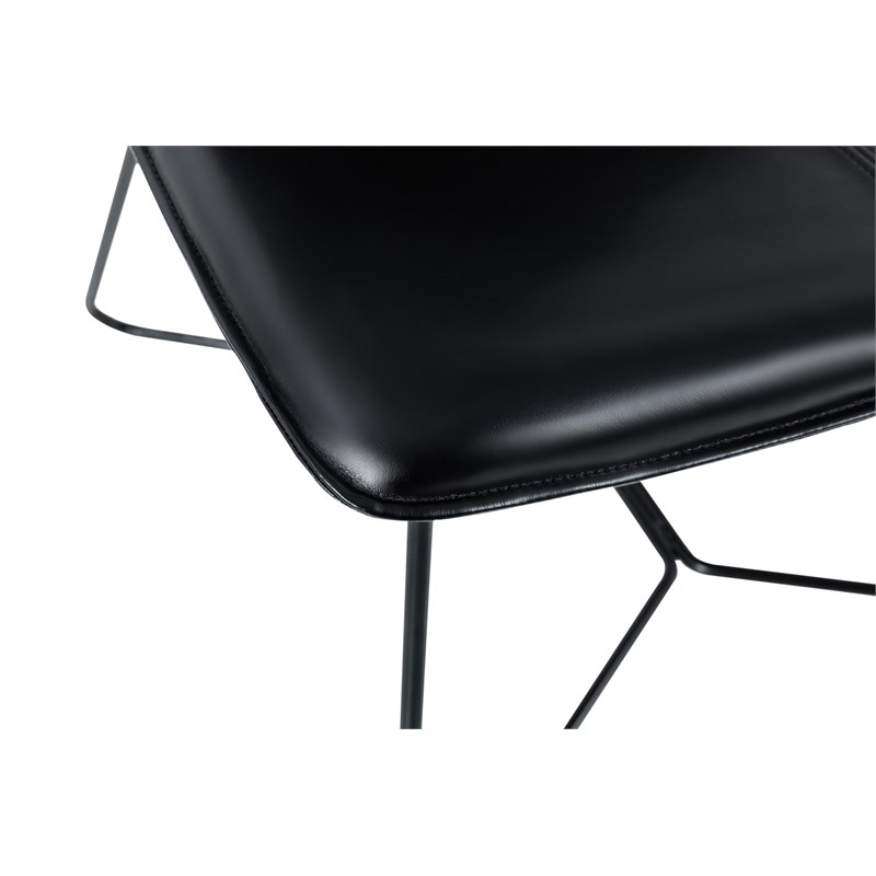 Grayson Accent Chair in Black Faux Leather and Black Base