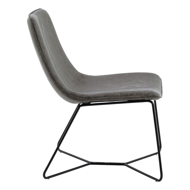 Grayson Accent Chair in Charcoal Faux Leather with Black Base