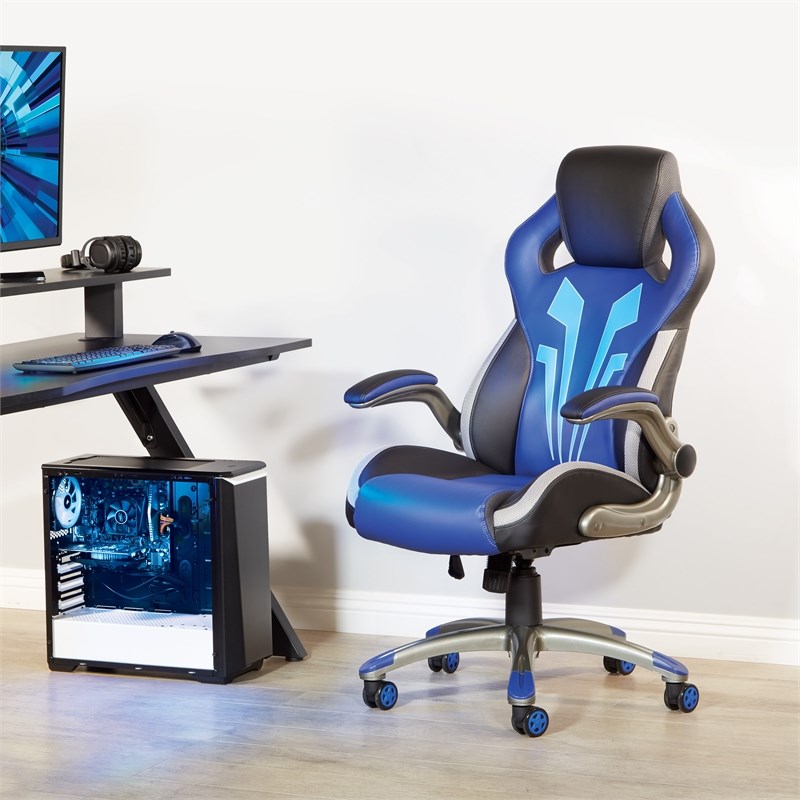 Ice Knight Gaming Chair in Blue Faux Leather