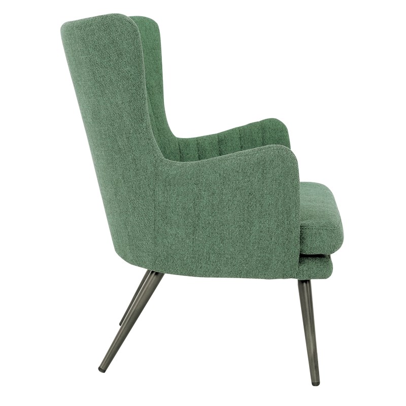 Jenson Accent Chair with Green Fabric and Grey Legs