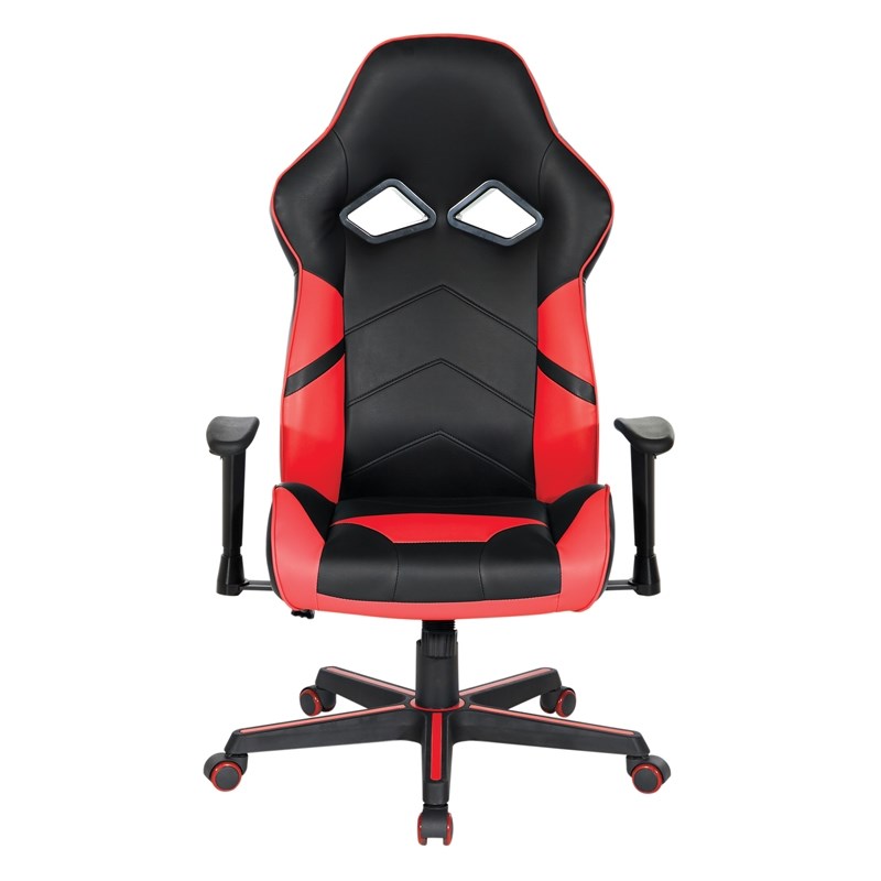 Vapor Gaming Chair in Black Faux Leather with Red Accents