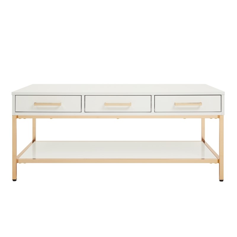 Alios Cocktail Table with White Gloss Finish and Gold Chrome Plated Base