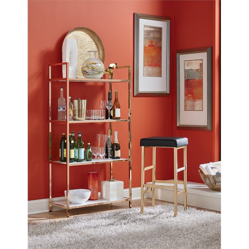 Alios Bookcase in White Gloss finish with Rose Gold Chrome Plated Base