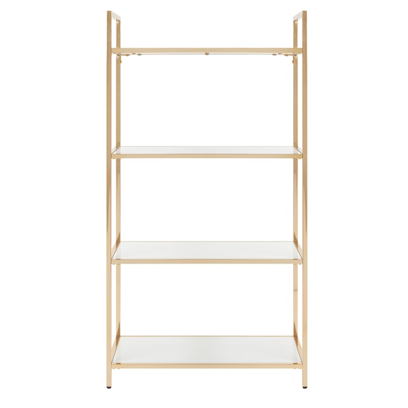 Alios Bookcase in White Gloss finish with Rose Gold Chrome Plated Base