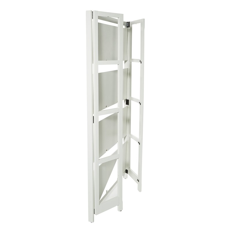 Brookings 5 Shelf Bookcase in White Finish with Folding Assembly