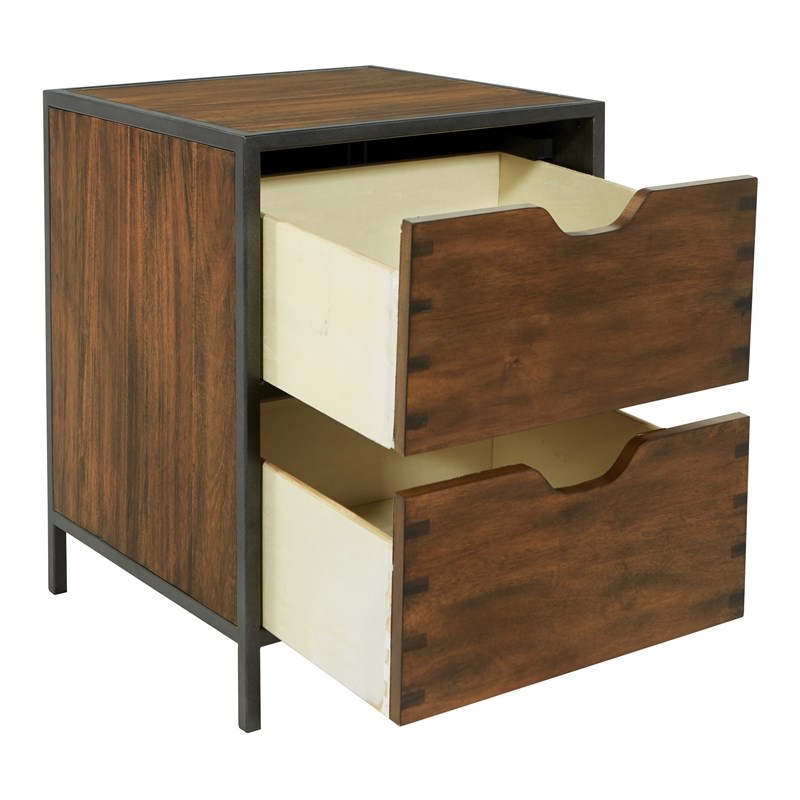 Clermont Storage Cabinet with 2 Drawers in Walnut Finish Fully Assembled