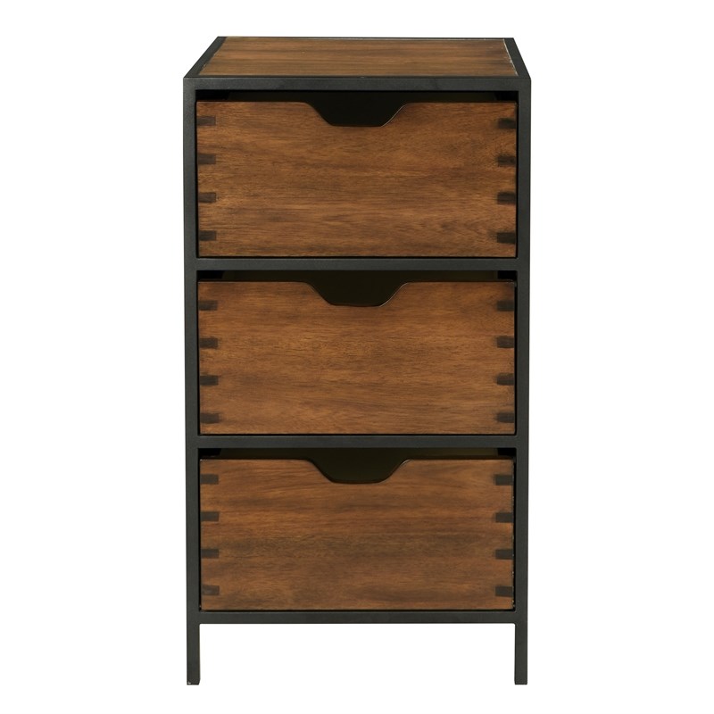 Clermont Storage Cabinet 3 Drawers in Walnut Fully Assembled Engineered Wood