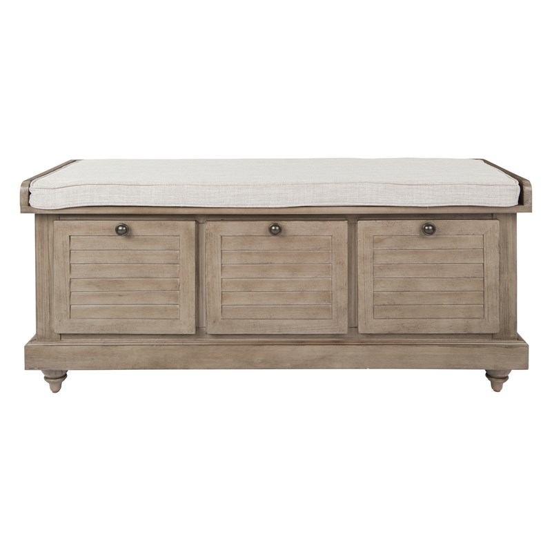 Dover Storage Bench in Antique Gray Fully Assembled