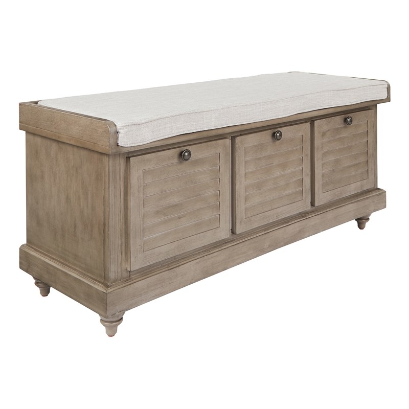 Dover Storage Bench in Antique Gray Fully Assembled