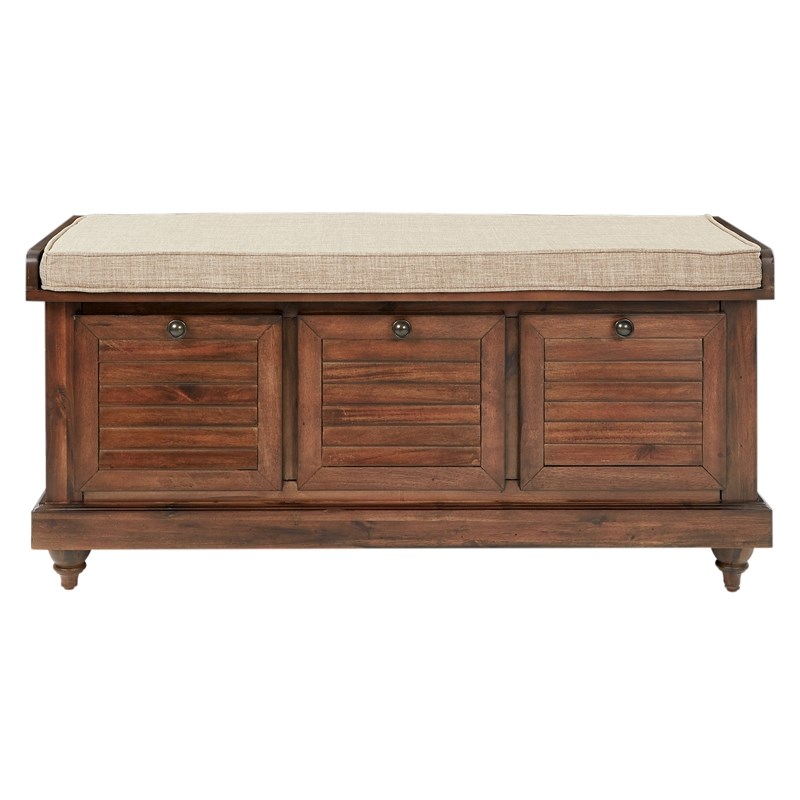 Dover Storage Bench in Distressed Brown Fully Assembled