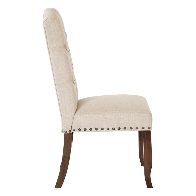 OSP Home Furnishings Jessica Tufted Dining Chair in Linen Cream Fabric