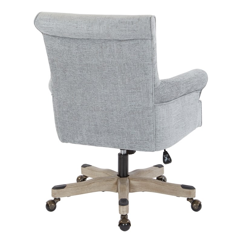 Megan Office Chair in Mist Fabric with Gray Wash Wood