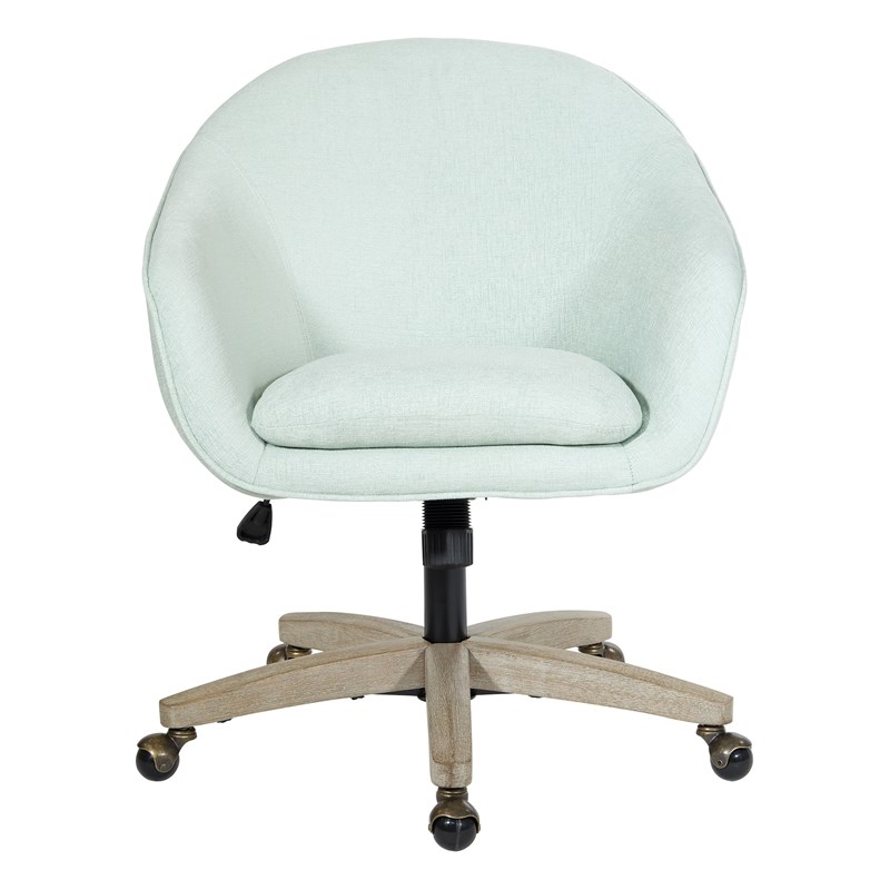 Nora Office Chair in Mint Blue Fabric with Gray Brush Wood Base KD