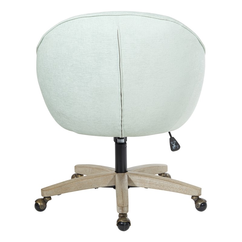 Nora Office Chair in Mint Blue Fabric with Gray Brush Wood Base KD
