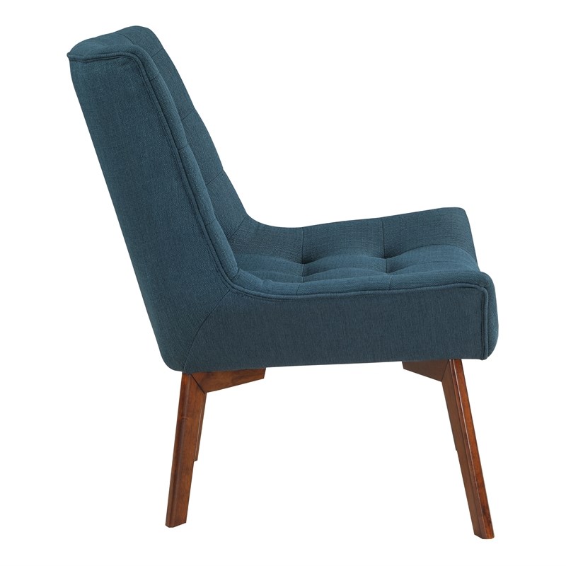 Shelly Tufted Chair in Azure Blue Fabric with Coffee Legs K/D