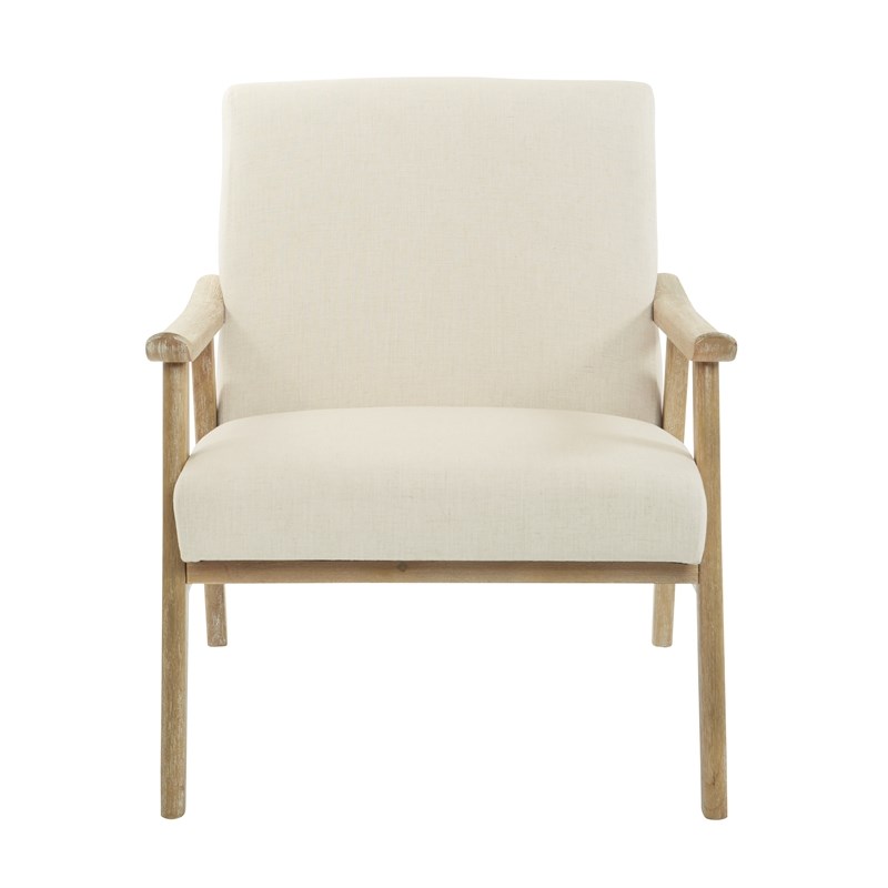 Weldon Chair in Linen Cream Fabric with Brushed Finished Frame