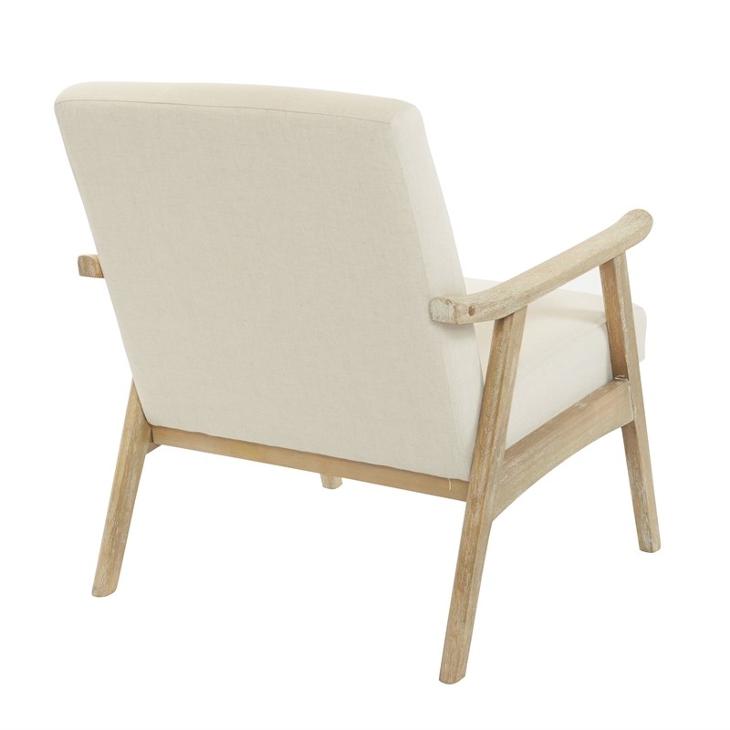 Weldon Chair in Linen Cream Fabric with Brushed Finished Frame