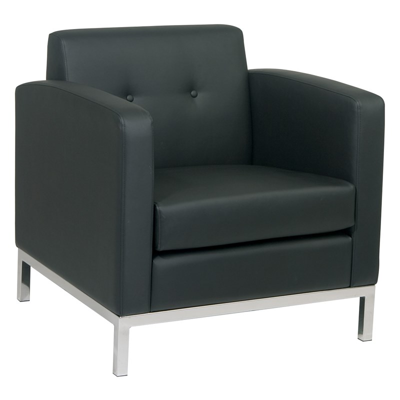 OSP Home Furnishings Wall Street Armchair Black Faux Leather