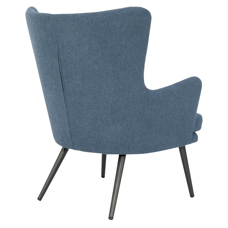 Jenson Accent Chair wih Blue Fabric and Gray Legs