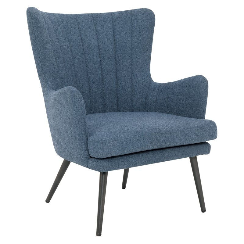 Jenson Accent Chair wih Blue Fabric and Gray Legs