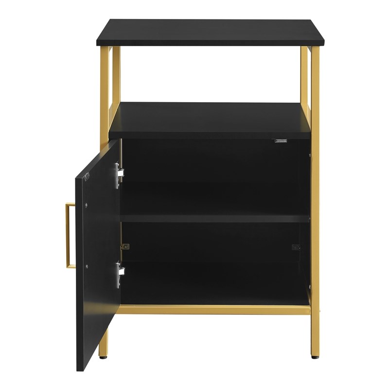 Modern Life Black Utility Table Printer Storage Stand with Gold Metal Legs