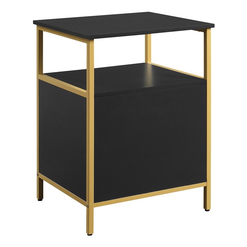 Modern Life Black Utility Table Printer Storage Stand with Gold Metal Legs