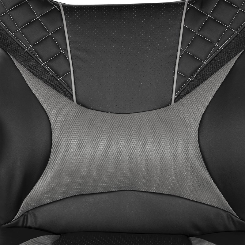Oversite Gaming Chair in Faux Leather in Black with Gray Accents