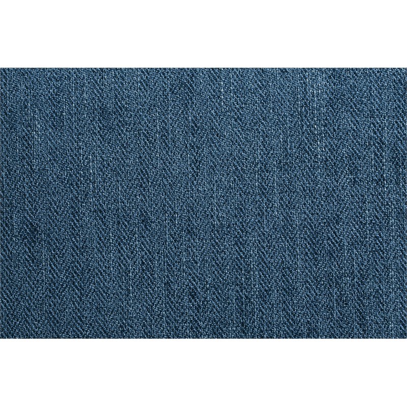 Aiden Chair & Ottoman Herringbone Navy Blue Fabric with Medium Espresso Legs