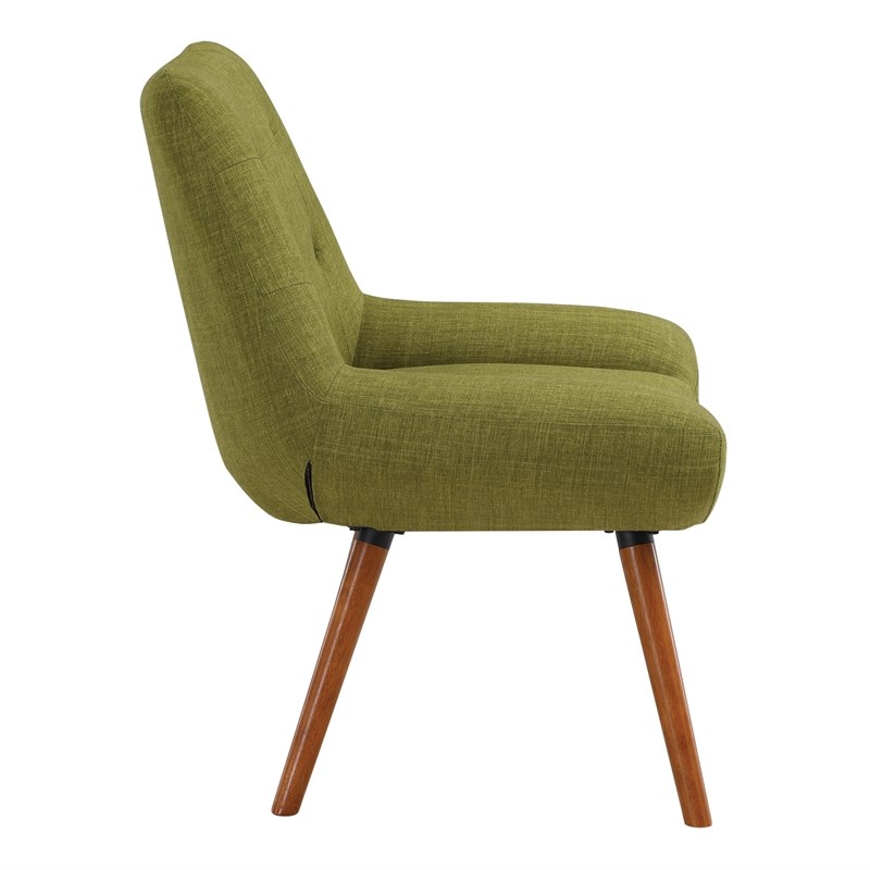Calico Accent Chair in Green Fabric with Amber Legs
