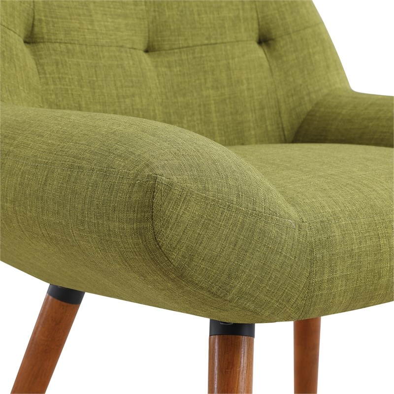 Calico Accent Chair in Green Fabric with Amber Legs