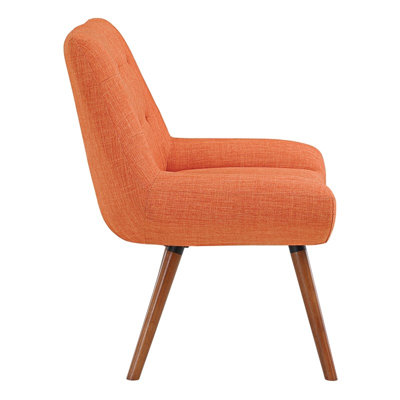 Calico Accent Chair in Tangerine Orange Fabric with Amber Legs