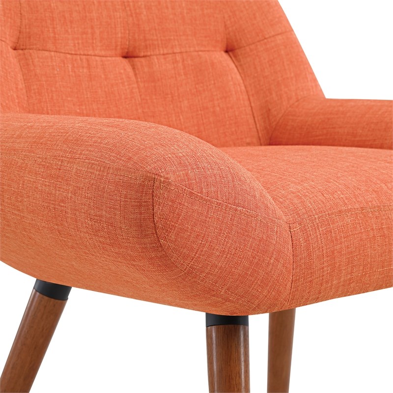 Calico Accent Chair in Tangerine Orange Fabric with Amber Legs